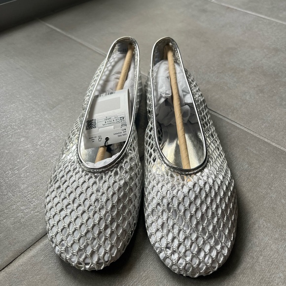 Mango Metallic Mesh Ballet Flats - Picture 2 of 5